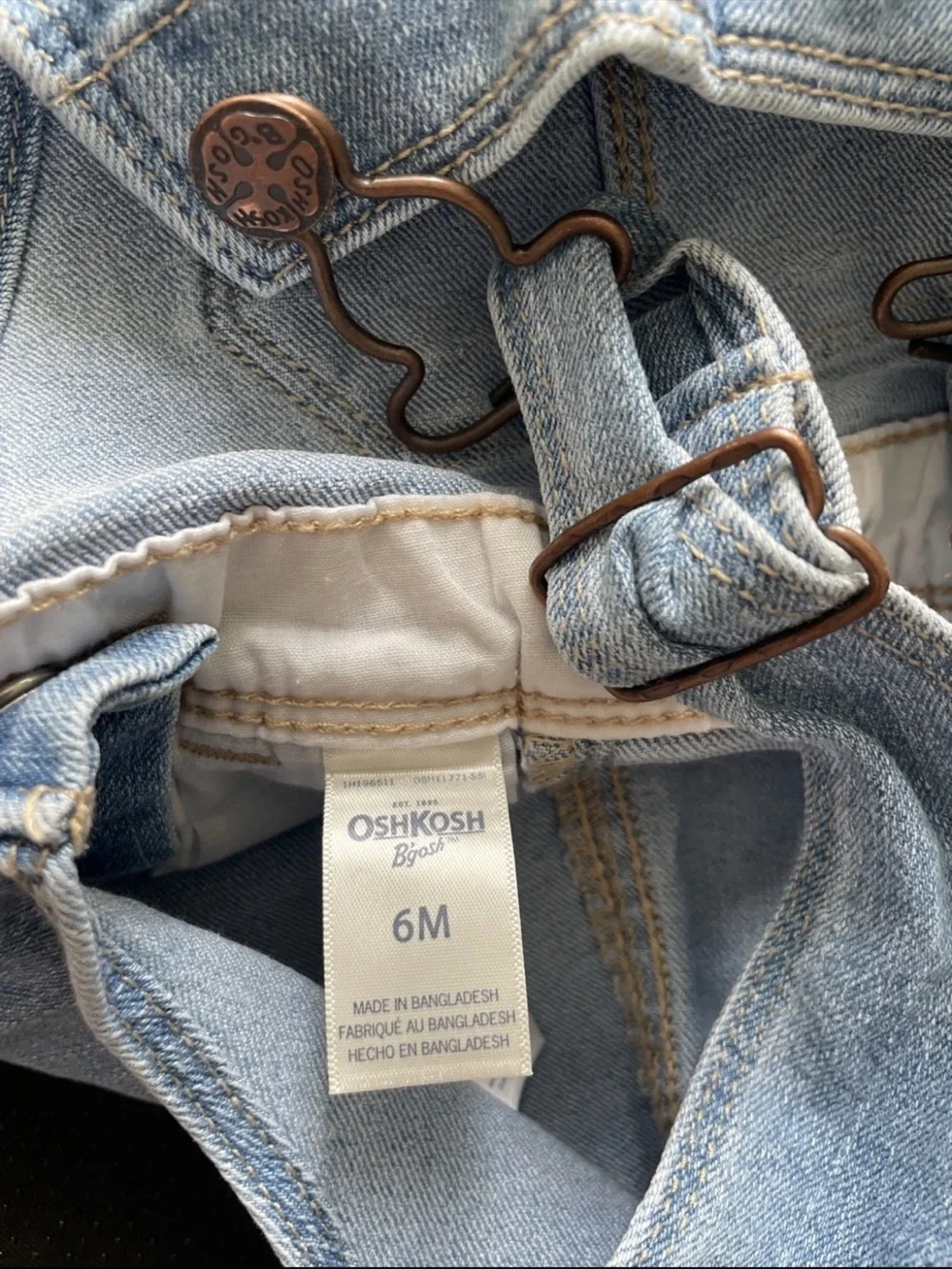 OshKosh B'gosh Light Blue Denim Overalls with Embroidered Flowers